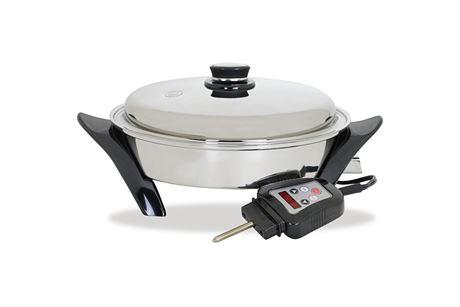 12 in. (30.5cm) Stainless Steel Electric Oil Core Skillet with Cover