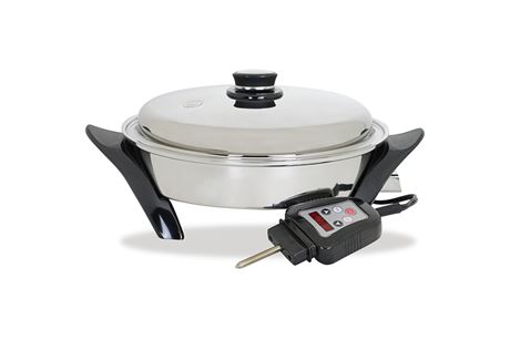 12 in. (30.5cm) Stainless Steel Electric Oil Core Skillet with Cover – LCS  Cooks